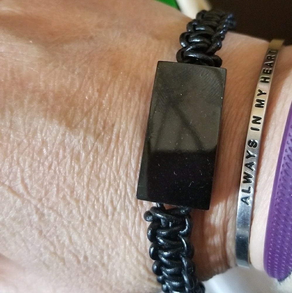 Black Jade, leather bracelet, authentic black Jade